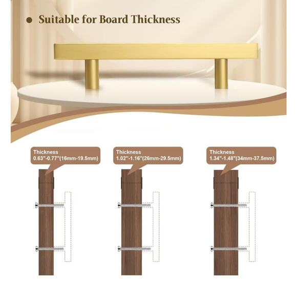 Gold Cabinet Handles – 6-Inch Modern Drawer Pulls, Pack of 15 - Picture 4 of 5